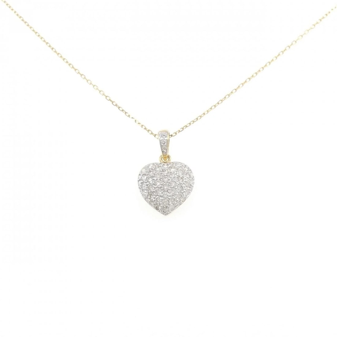 K18YG/K18WG PAVE HEART DIAMOND NECKLACE: K18YG/K18WG Pave Heart Diamond Necklace Brand: Unbranded Type/Style: Diamond Necklace Material: Color: Size: Actual Size Pendant length approx. x width approx.: 19.5mmx12.1mm Chain maximum width