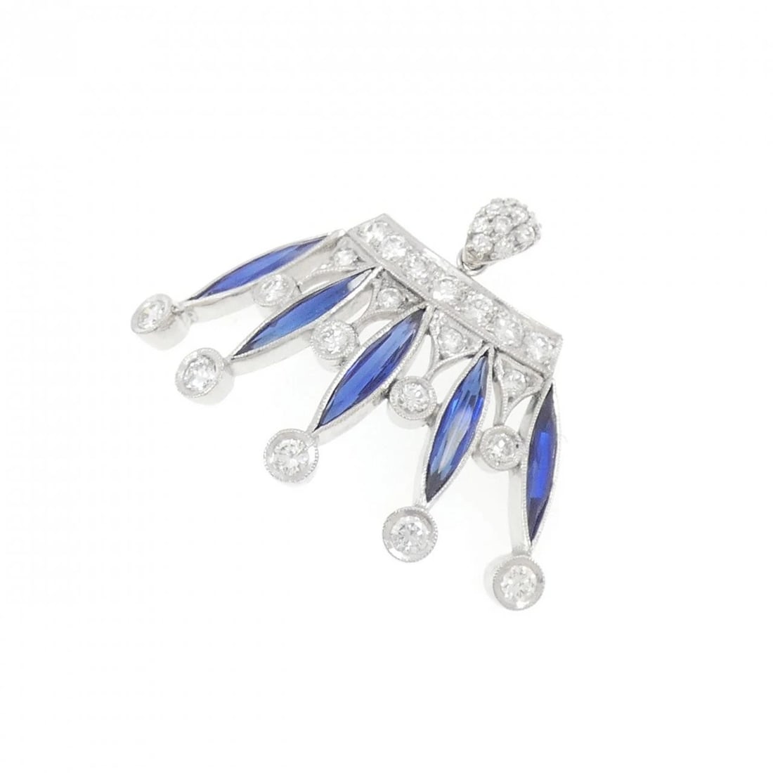 PT950/PT900 SYNTHETIC SAPPHIRE PENDANT: PT950/PT900 Synthetic Sapphire Pendant Brand: Unbranded Type/Style: Synthetic Sapphire Pendant/Brooch Material: Color: Size: Actual Size Approximate dimensions (height x width): 26.0cm x 34.1cm