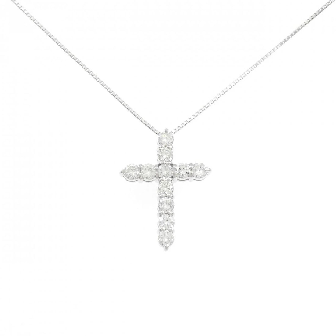 K18WG CROSS DIAMOND NECKLACE: K18WG Cross Diamond Necklace Brand: Unbranded Type/Style: Diamond Necklace Material: Color: Size: Actual Size Pendant length approx. x width approx.: 22.9mmx17.0mm Chain maximum width approx.: 0.8mm S