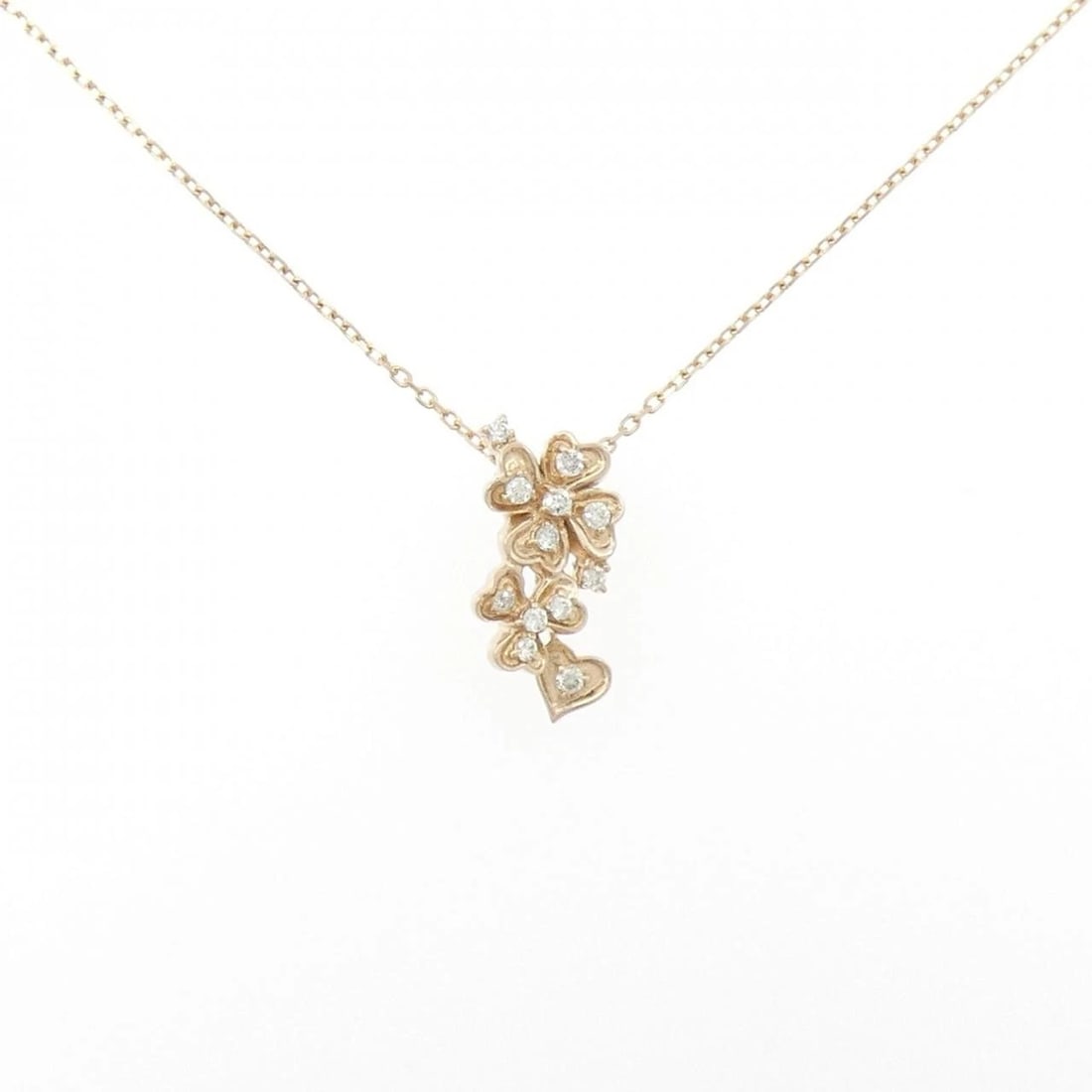 DIAMOND NECKLACE: Diamond Necklace Brand: VANDOME Type/Style: Vendome Necklace Material: K18 Pink Gold Color:PG Size: Actual Size Pendant length approx. x width approx.: 14.3mmx7.6mm Chain maximum width approx.: 0.8mm