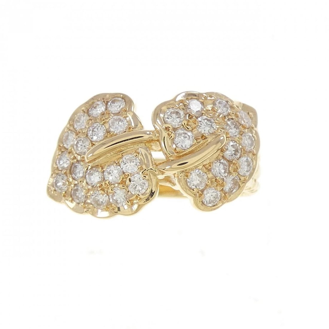 K18YG LEAF DIAMOND RING - 2