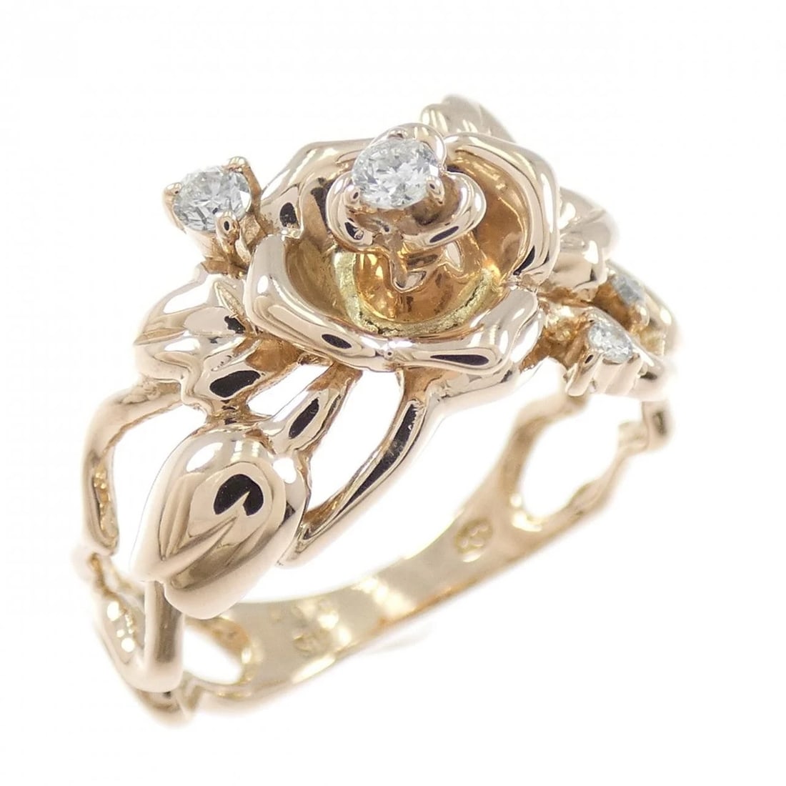 K18PG FLOWER DIAMOND RING: K18PG Flower Diamond Ring Brand: Unbranded Type/Style: Diamond Ring Material: Color: Size: US5 3/4 Accessories: None Accessories Notice: When purchasing pre-owned goods, please refer to the photos of