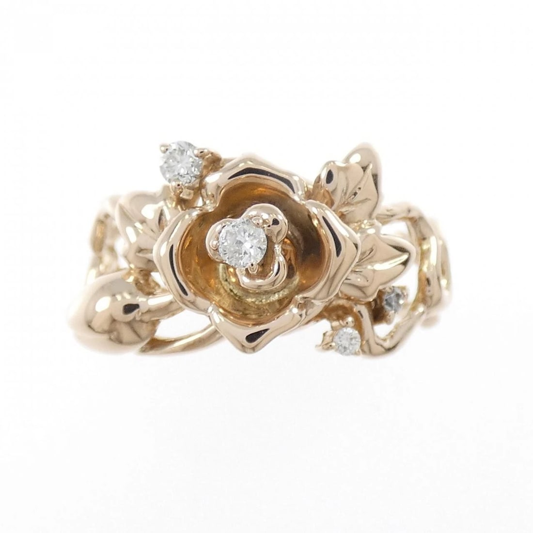 K18PG FLOWER DIAMOND RING - 2