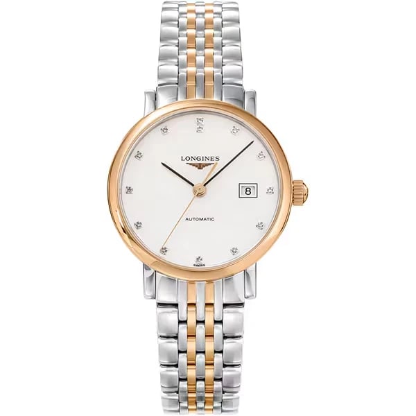LONGINES ELEGANT WOMETAL BELT WATCH: Longines ELEGANT WoMetal Belt Watch Brand: Longines Type/Style: Wristwatch Material: Case Material Stainless steel/18K pink gold Band: Stainless steel/18K pink gold Color: none Size: (Approx.) 29mm