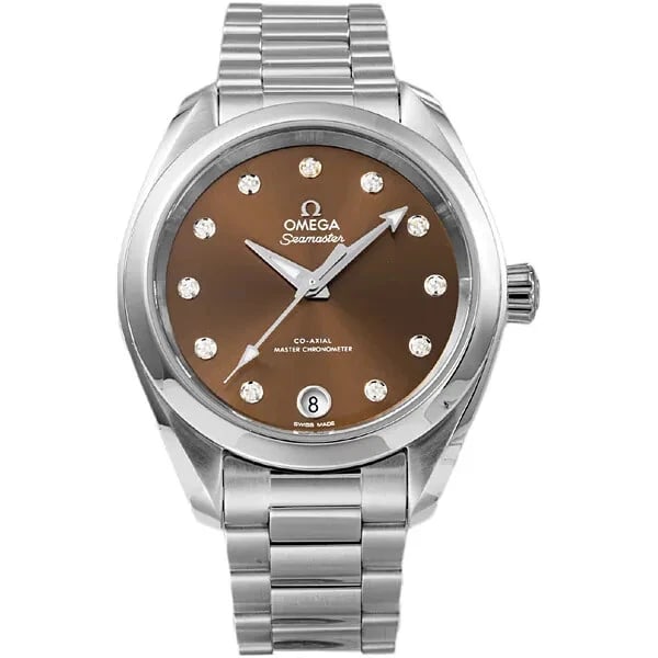 OMEGA SEAMASTER AQUA TERRA WATCH: Omega Seamaster Aqua Terra Watch Brand: OMEGA Type/Style: Wristwatch Material: Case Material Material: Stainless steel, diamonds, sapphire glass Color: Color: Dial: Brown (brown) Size: Case size: