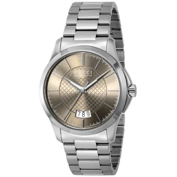 GUCCI G-TIMELESS BROWN WATCH: GUCCI G-Timeless Brown Watch Brand: Gucci Type/Style: Wristwatch Material: Case Material stainless steel Band material: stainless steel Color: Band Color Brown Size: [Case size] 38 x 38 x 10 mm Ac