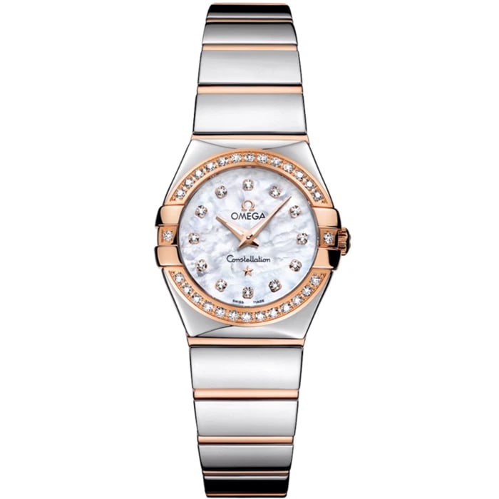 OMEGA CONSTELLATION POLISHED QUARTZ WATCH: Omega Constellation Polished Quartz Watch Brand: OMEGA Type/Style: Wristwatch Material: Case Material Material (Main) Stainless Steel, Red Gold Color: White Size: Case Size 24.0mm Case Thickness