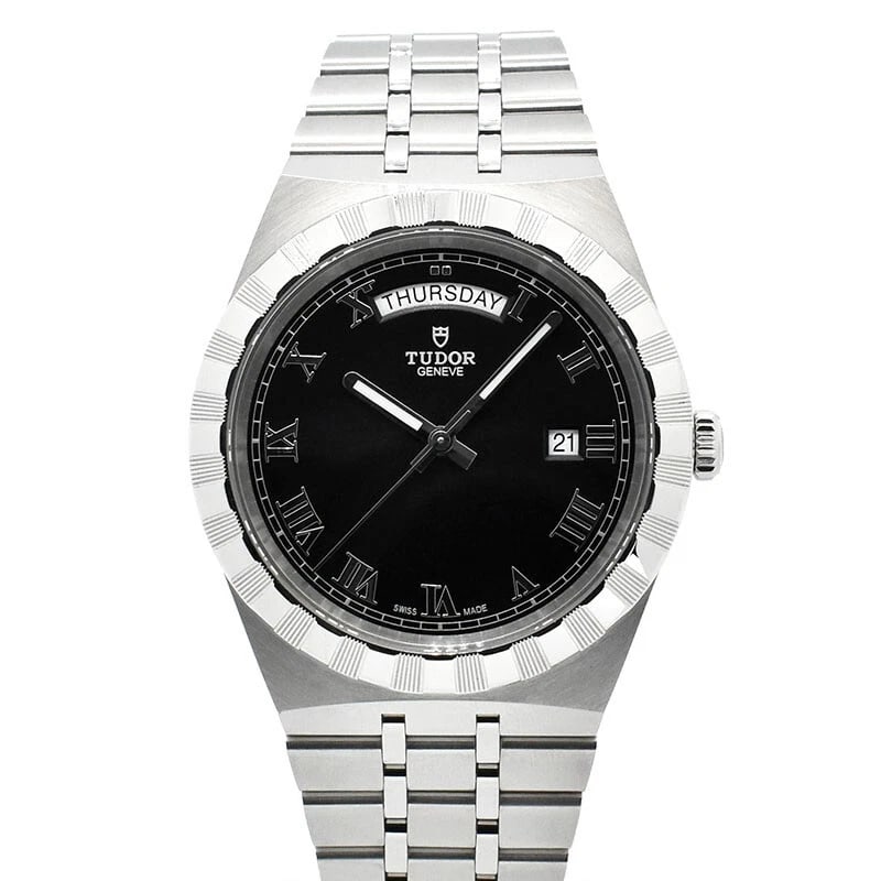 TUDOR ROYAL 41 DAY DATE WATCH: TUDOR Royal 41 Day Date Watch Brand: TUDOR Type/Style: Wristwatch Material: Case Material Material SS (Stainless Steel) Color: Dial Black Size: Case Diameter 41mm Accessories: None Accesso