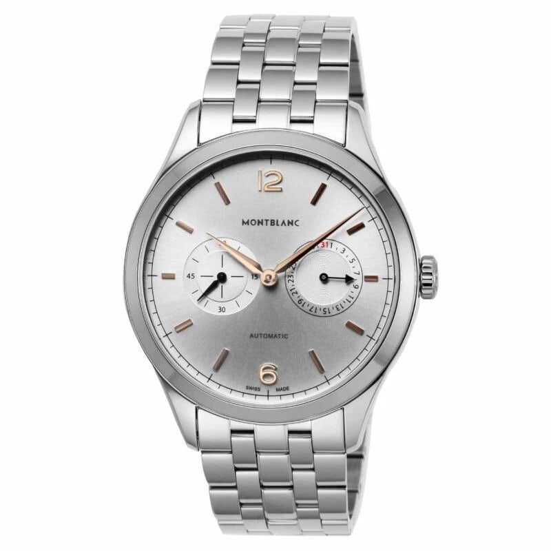 MONTBLANC HERITAGE CHRONOMETRY TWIN COUNTER DATE WATCH: Montblanc Heritage Chronometry Twin Counter Date Watch Brand: Montblanc Type/Style: Wristwatch Material: Case Material Stainless steel Color: Dial Color Silver Size: Case size Approximately