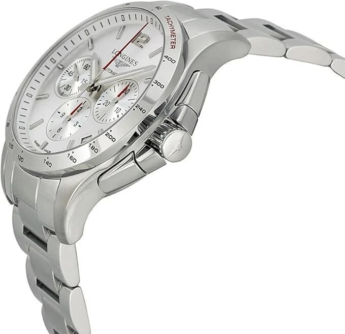LONGINES CONQUEST AUTOMATIC CHRONOGRAPH SILVER DIAL STAINLESS WATCH - 2