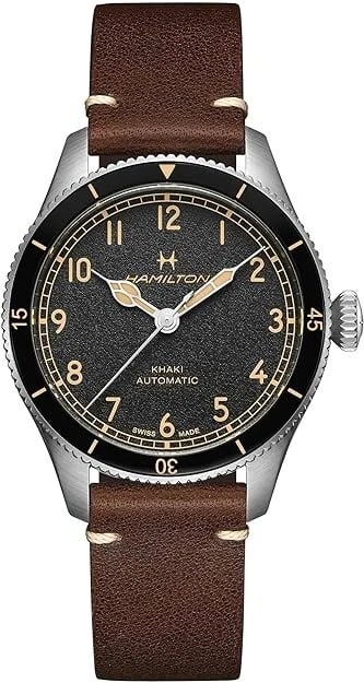 HAMILTON KHAKI AVIATION PIONEER AUTOMATIC BLACK DIAL WATCH: Hamilton Khaki Aviation Pioneer Automatic Black Dial WATCH Brand: Hamilton Type/Style: Wristwatch Material: Case Material Stainless steel Color: Case Color Beige Dial Color Black Band Color Beige