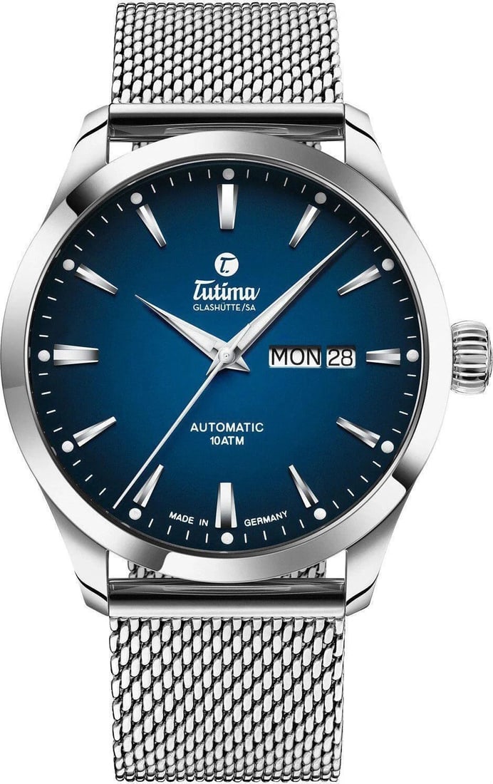 TUTIMA FLIEGER SKY BLUE WATCH: TUTIMA Flieger Sky Blue Watch Brand: Tutima Type/Style: Wristwatch Material: Case Material Stainless steel/SS (band) Stainless steel/SS Color: Dial color Blue/Blue Size: (case width) 41mm (case