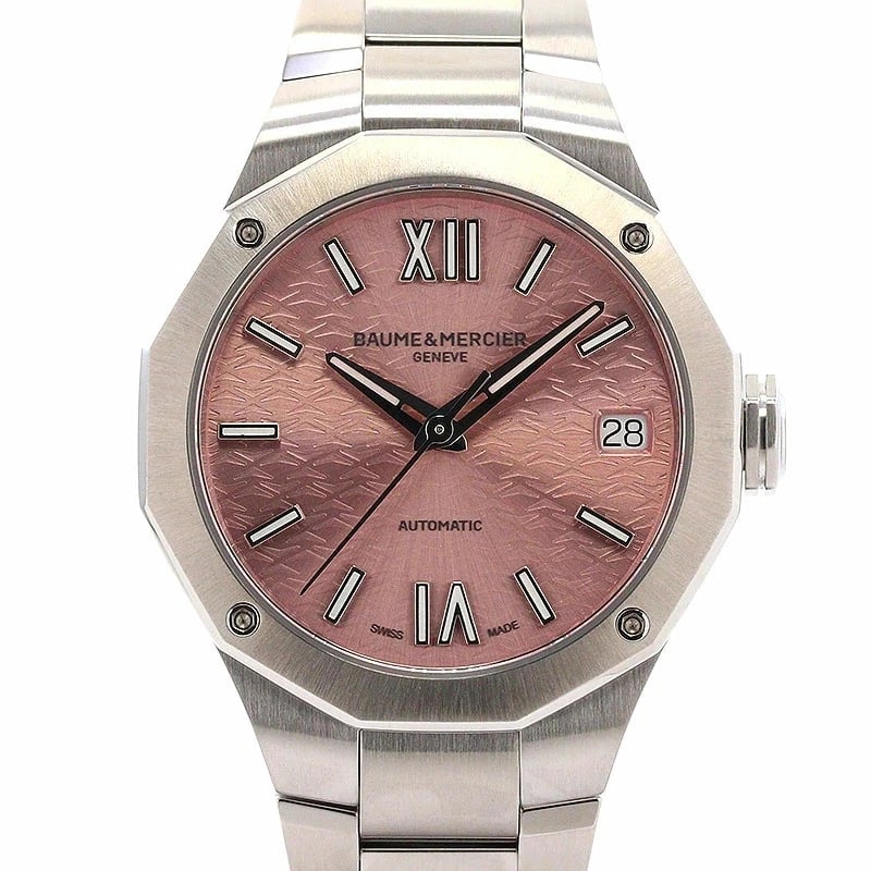 BAUME & MERCIER RIVIERA AUTOMATIC WATCH: BAUME & MERCIER RIVIERA AUTOMATIC Watch Brand: Baume & Mercier Type/Style: Wristwatch Material: Case Material ainless steel Band: Stainless steel Color: Dial color Pink Size: Case: Approx. 33mm Wrist 