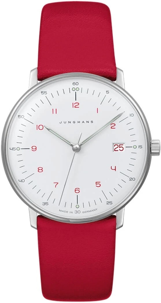JUNGHANS MAX BILL WATCH: Junghans Max Bill Watch Brand: Junghans Type/Style: Wristwatch Material: Case Material Stainless Steel Color: Case Color Silver Dial Color White Size: Case Size: 32.7mm Case Thickness: 6.9mm