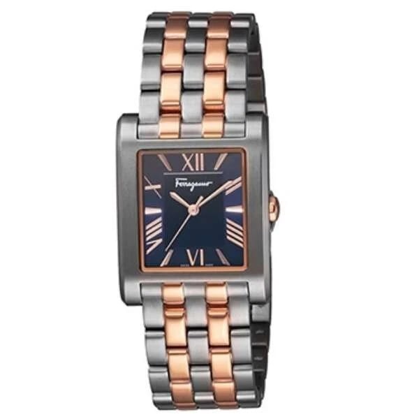 SALVATORE FERRAGAMO LACE GENT BLUE WATCH: Salvatore Ferragamo LACE GENT Blue Watch Brand: Salvatore Ferragamo Type/Style: Wristwatch Material: Case Material Stainless steel Band material Stainless steel (pink gold PVD) Color: Dial Color Blue