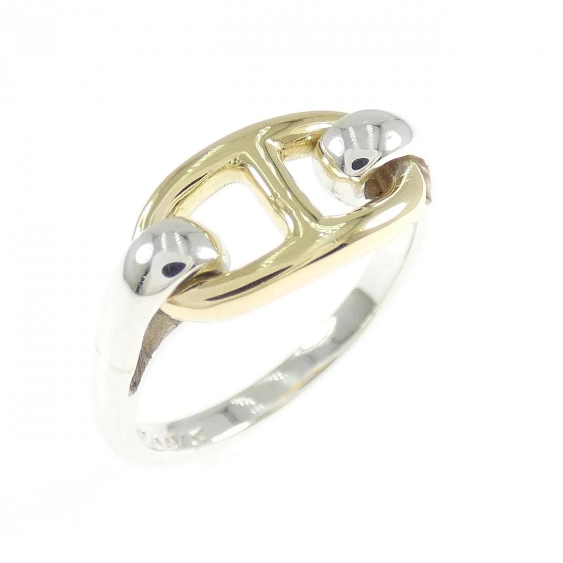 HERMES CHAINE D'ANCRE RING: Hermes Chaine d'Ancre Ring Brand: HERMES Type/Style: Hermes Ring Material: Hall mark, Color: none Size: US 5 1/4 Accessories: None Accessories Notice: When purchasing pre-owned goods, please refer to