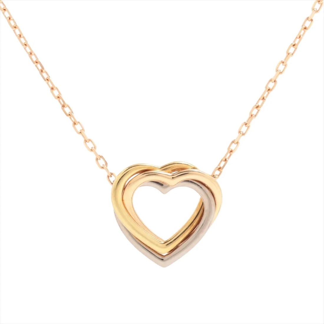 CARTIER TRINITY HEART NECKLACE 750(YG?PG?WG): Cartier Trinity Heart Necklace 750(YG?PG?WG) Brand: Cartier Type/Style: Necklace Material: 750(YG?PG?WG) Color: YG?PG?WG Size: Chain length:40.3cm Accessories: None Accessories Notice: Whe