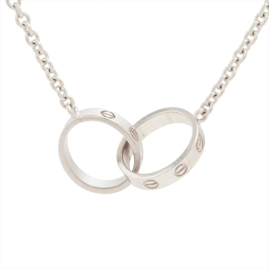 CARTIER BABY LOVE NECKLACE 750(WG): Cartier Baby Love Necklace 750(WG) Brand: Cartier Type/Style: Necklace Material: 750(WG) Color: White Gold Size: Chain length:43.7cm Accessories: None Accessories Notice: When purchasing pre-owned