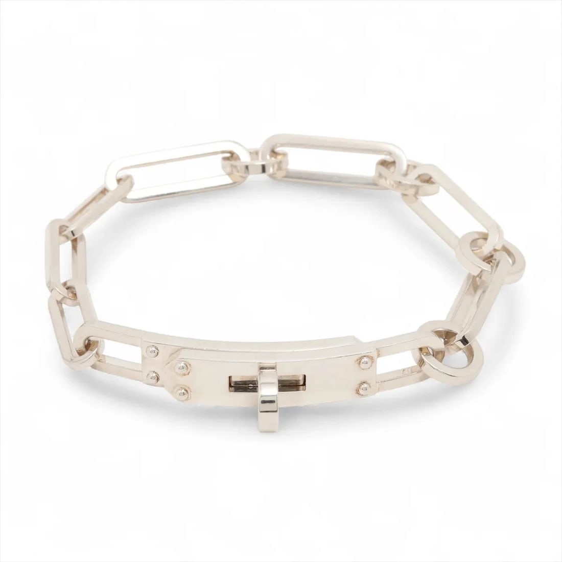 HERMES KELLY SIMPLE TOUR BRACELET 925 SILVER: Hermes Kelly Simple Tour Bracelet 925 Silver Brand: Hermes Type/Style: Bracelet Material: 925 Color: Silver Size: Bracelet length:16.5cm Accessories: None Accessories Notice: When purchasing