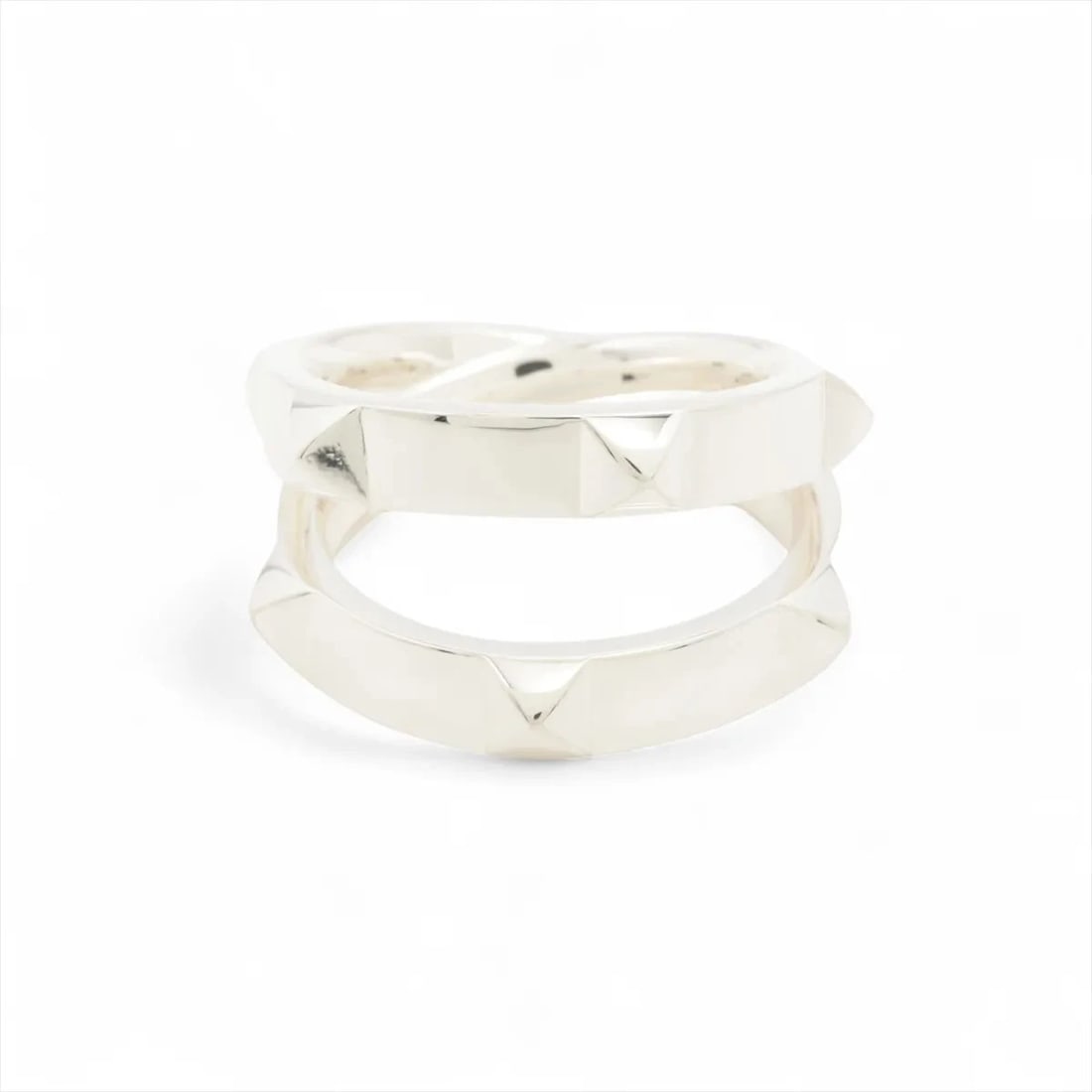 HERMES MINI CREW DOUBLE RING 925 SILVER: Hermes mini crew double Ring 925 Silver Brand: Hermes Type/Style: Ring Material: 925 Color: Silver Size: 6.75 - 7 US Accessories: None Accessories Notice: When purchasing pre-owned goods, please