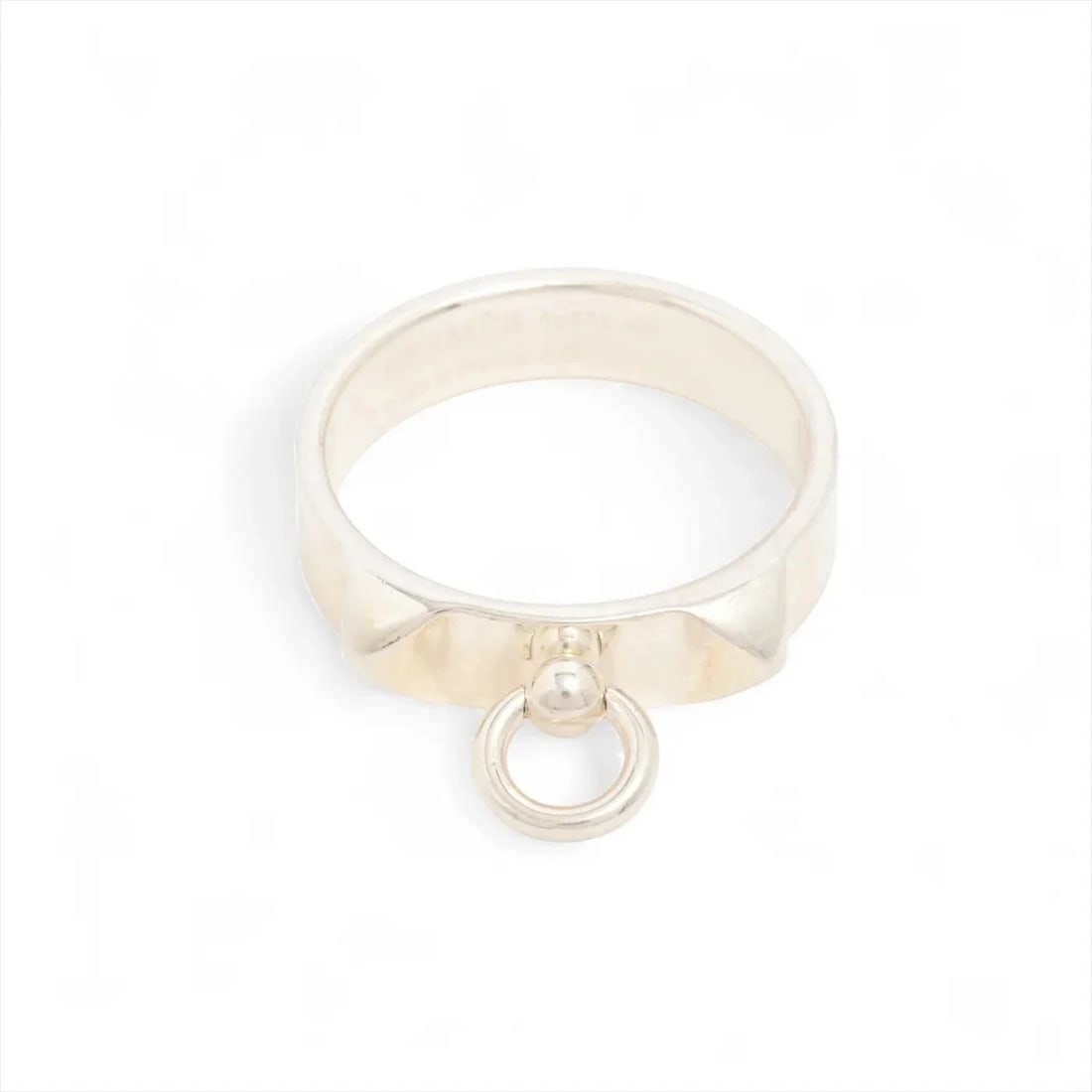 HERMES COLLIER DE CHIEN RING 925 SILVER: Hermes Collier de Chien Ring 925 Silver Brand: Hermes Type/Style: Ring Material: 925 Color: Silver Size: 7.25 US Accessories: None Accessories Notice: When purchasing pre-owned goods, please refer to