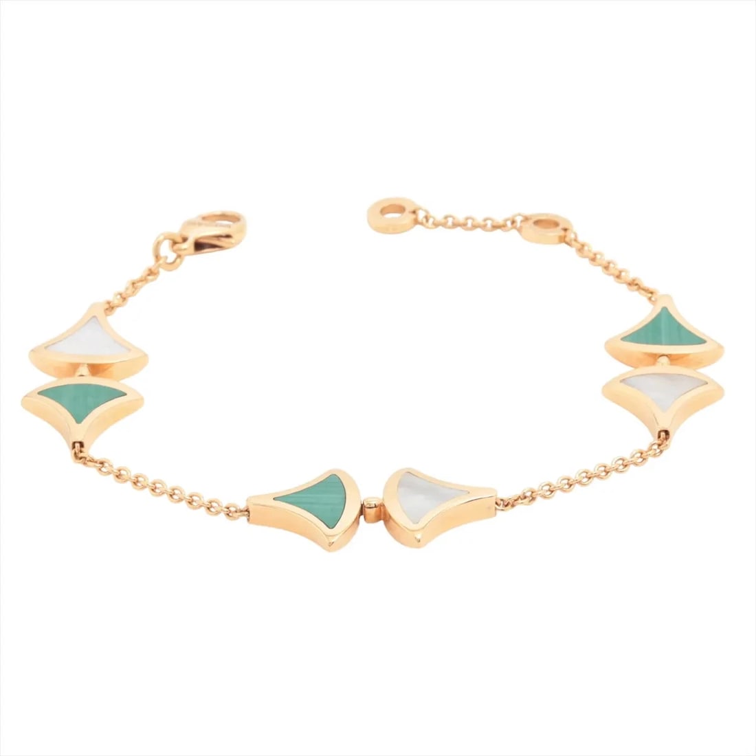 BVLGARI DIVA DREAM MALACHITE BRACELET 750(PG): Bvlgari Diva Dream Malachite Bracelet 750(PG) Brand: Bvlgari Type/Style: Bracelet Material: 750(PG) Color: Pink Gold Size: Bracelet length:18.5cm Accessories: None Accessories Notice: When