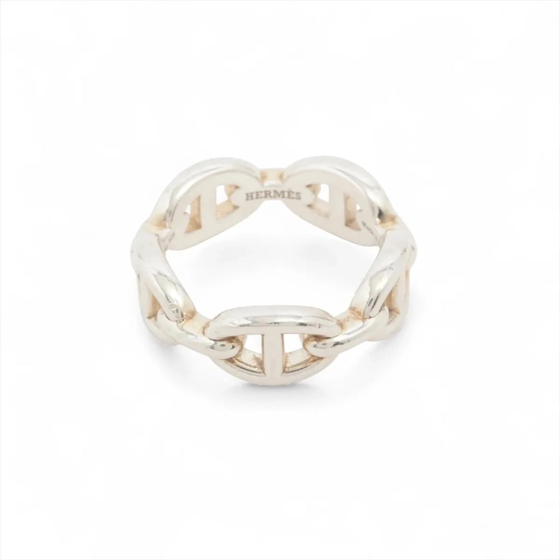 HERMES CHAINE D'ANCRE RING 925 SILVER: Hermes Chaine d'Ancre Ring 925 Silver Brand: Hermes Type/Style: Ring Material: 925 Color: Silver Size: 6 US Accessories: None Accessories Notice: When purchasing pre-owned goods, please refer to the