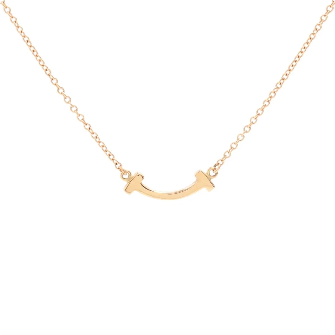 TIFFANY T SMILE MINI NECKLACE 750(PG): Tiffany T Smile Mini Necklace 750(PG) Brand: Tiffany Type/Style: Necklace Material: 750(PG) Color: Pink Gold Size: Chain length:46.8cm Accessories: None Accessories Notice: When purchasing pre-owned