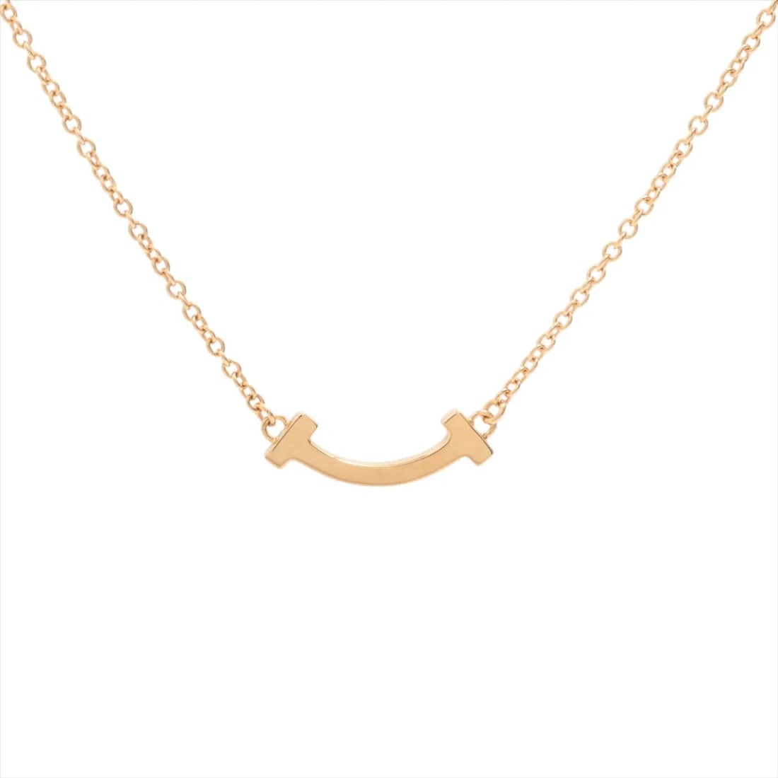 TIFFANY T SMILE MINI NECKLACE 750(PG): Tiffany T Smile Mini Necklace 750(PG) Brand: Tiffany Type/Style: Necklace Material: 750(PG) Color: Pink Gold Size: Chain length:45.3cm Accessories: None Accessories Notice: When purchasing pre-owned