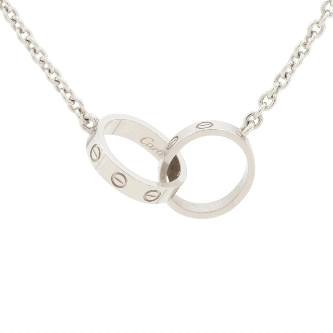 CARTIER BABY LOVE NECKLACE 750(WG): Cartier Baby Love Necklace 750(WG) Brand: Cartier Type/Style: Necklace Material: 750(WG) Color: White Gold Size: Chain length:43.6cm Accessories: None Accessories Notice: When purchasing p