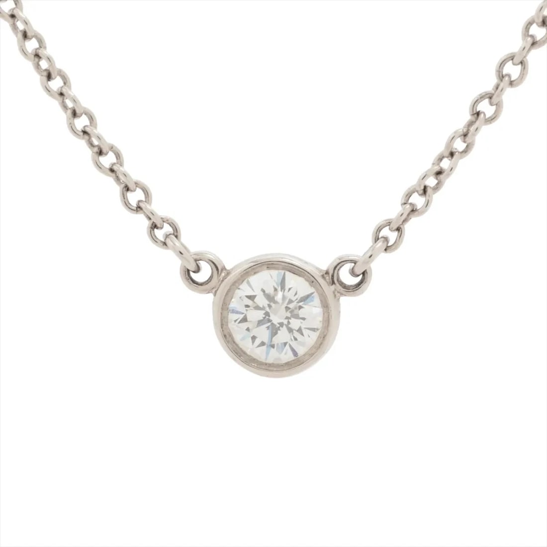 TIFFANY BY THE YARD 1P DIAMOND NECKLACE PT950: Tiffany By the Yard 1P diamond Necklace Pt950 Brand: Tiffany Type/Style: Necklace Material: Pt950 Color: Silver Size: Chain length:40.8cm Accessories: None Accessories Notice: When purchasing