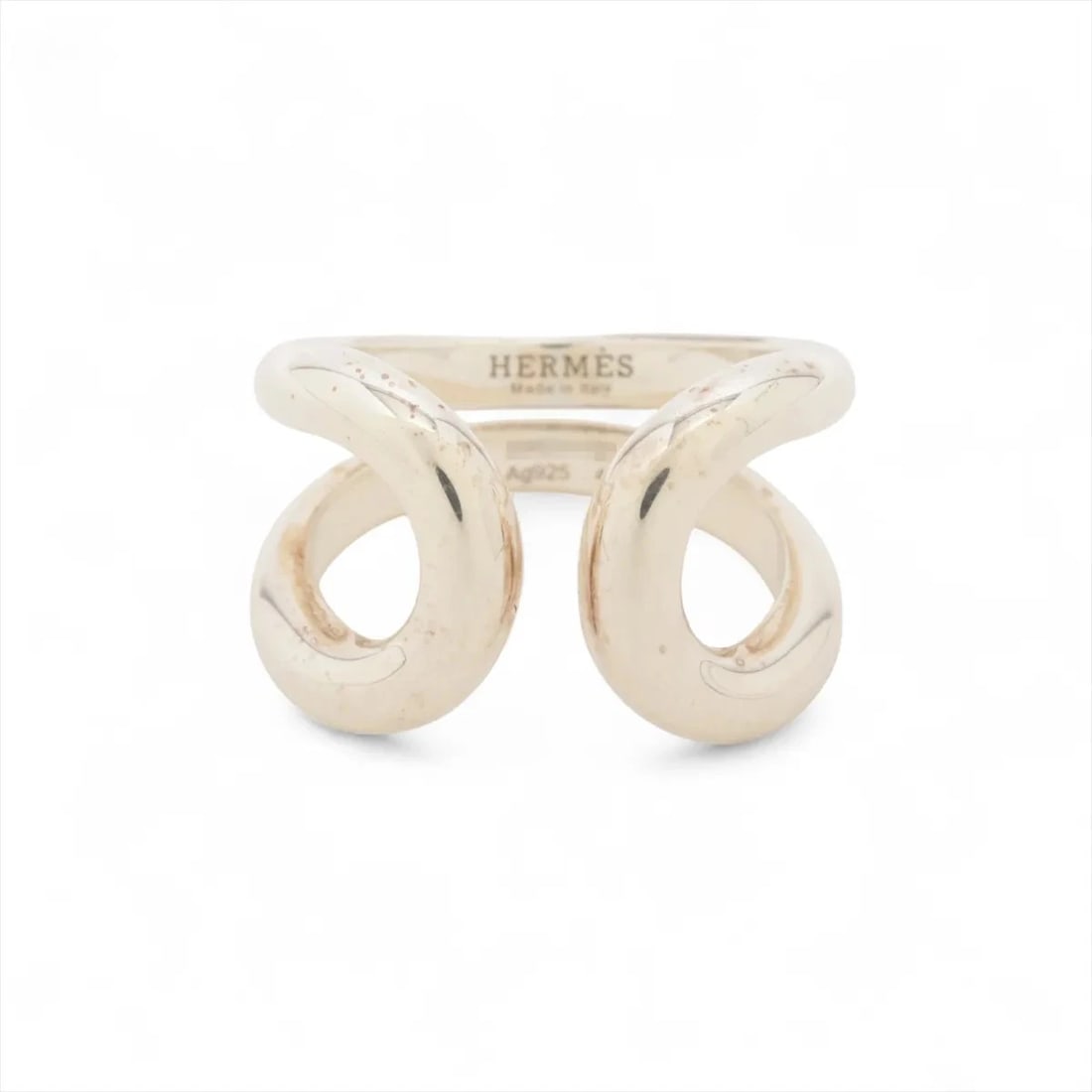 HERMES LIMA PM RING 925 SILVER: Hermes Lima PM Ring 925 Silver Brand: Hermes Type/Style: Ring Material: 925 Color: Silver Size: 4 US Accessories: None Accessories Notice: When purchasing pre-owned goods, please refer to the photos