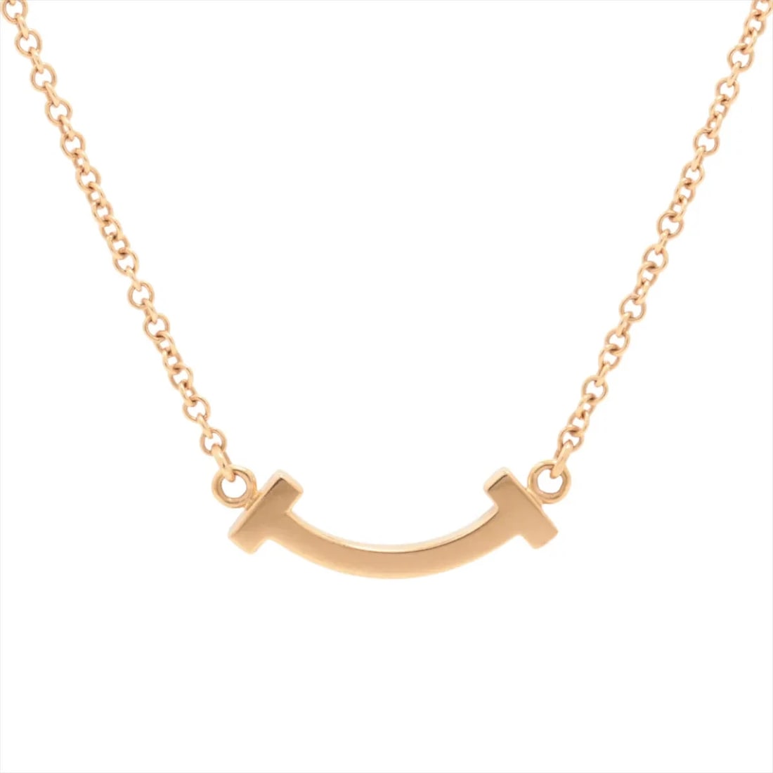 TIFFANY T SMILE MINI NECKLACE 750(PG): Tiffany T Smile Mini Necklace 750(PG) Brand: Tiffany Type/Style: Necklace Material: 750(PG) Color: Pink Gold Size: Chain length:46.2cm Accessories: None Accessories Notice: When purchasing pre-owned