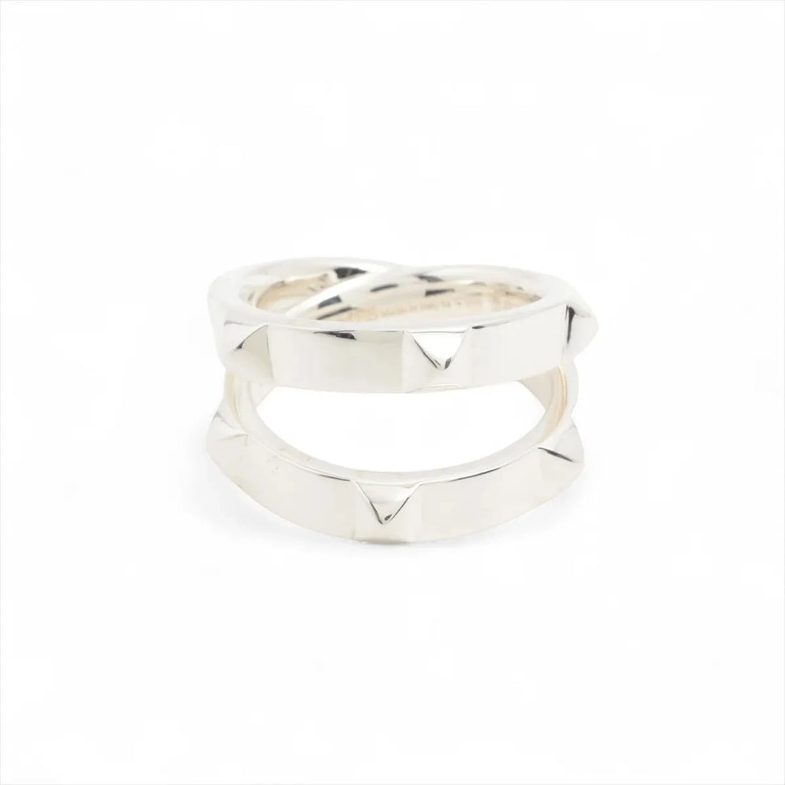 HERMES CRUDU H DOUBLE RING 925 SILVER: Hermes Crudu H double Ring 925 Silver Brand: Hermes Type/Style: Ring Material: 925 Color: Silver Size: 6.75 - 7 US Accessories: None Accessories Notice: When purchasing pre-owned goods, please refer