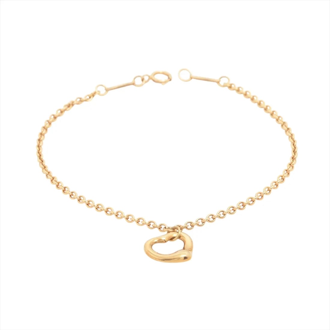 TIFFANY OPEN HEART BRACELET 750(YG): Tiffany Open Heart Bracelet 750(YG) Brand: Tiffany Type/Style: Bracelet Material: 750(YG) Color: yellow Gold Size: Bracelet length:18.6cm Accessories: None Accessories Notice: When purchas
