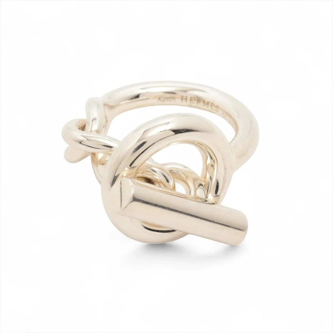 HERMES CROISETTE PM RING 925 SILVER: Hermes Croisette PM Ring 925 Silver Brand: Hermes Type/Style: Ring Material: 925 Color: Silver Size: 5.25 US Accessories: None Accessories Notice: When purchasing pre-owned goods, please refer to the