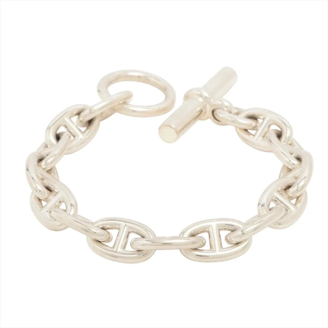 HERMES CHAINE D'ANCRE BRACELET 925 SILVER: Hermes Chaine d'Ancre Bracelet 925 Silver Brand: Hermes Type/Style: Bracelet Material: 925 Color: Silver Size: Bracelet length:14.5cm Accessories: None Accessories Notice: When purchasing pre-owned