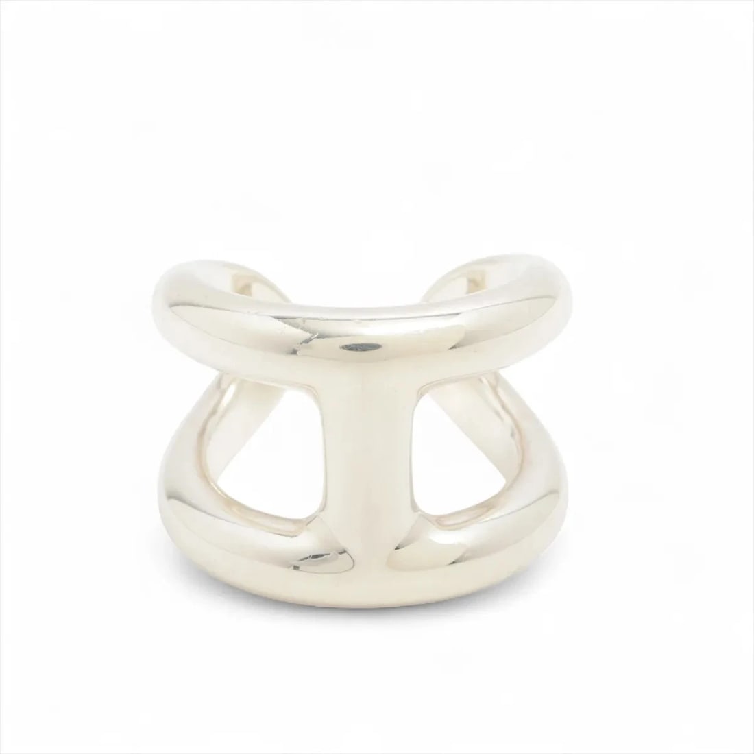HERMES OSMO'S GM RING 925 SILVER: Hermes Osmo's GM Ring 925 Silver Brand: Hermes Type/Style: Ring Material: 925 Color: Silver Size: 5.5 - 5.75 US Accessories: None Accessories Notice: When purchasing pre-owned goods, please refer to
