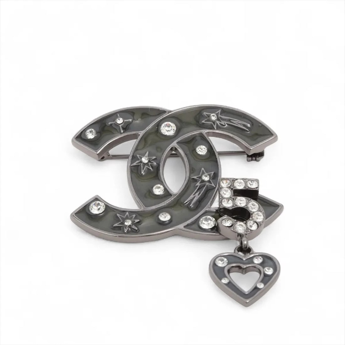CHANEL COCO MARK BROOCH GP?RHINESTONE SILVER X GREEN: Chanel Coco Mark Brooch GP?Rhinestone Silver x green Brand: Chanel Type/Style: Brooch Material: GP?Rhinestone Color: Silver x green Size: none Accessories: None Accessories Notice: When purchasing