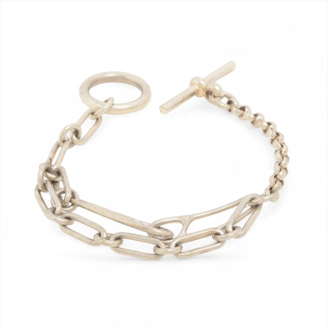 HERMES CHAINE D'ANCRE PUNKS BRACELET SH 925 SILVER: Hermes Chaine d'Ancre punks Bracelet SH 925 Silver Brand: Hermes Type/Style: Bracelet Material: 925 Color: Silver Size: Bracelet length:15cm Accessories: None Accessories Notice: When purchasing