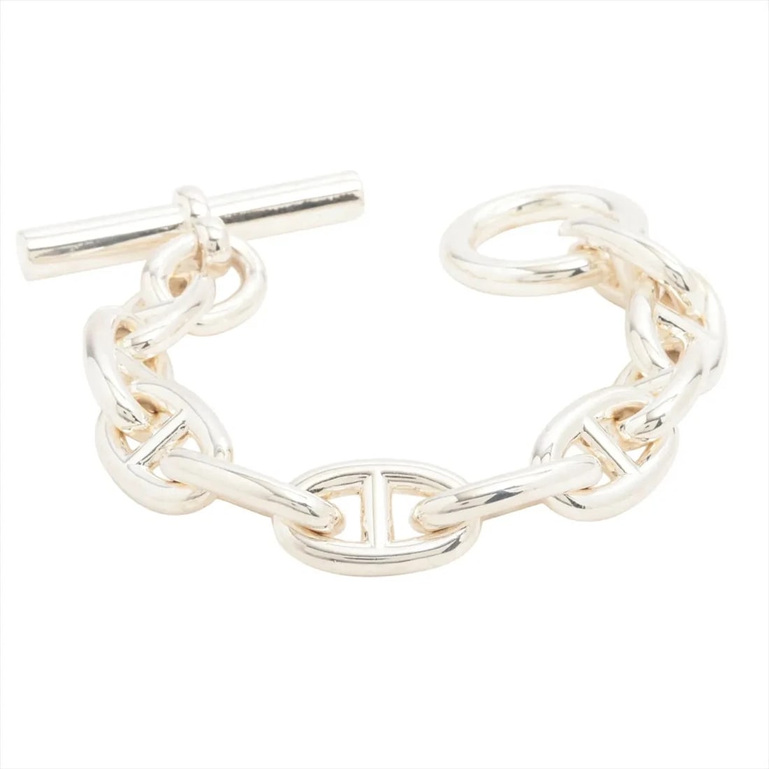 HERMES CHAINE D'ANCRE BRACELET 925 SILVER: Hermes Chaine d'Ancre Bracelet 925 Silver Brand: Hermes Type/Style: Bracelet Material: 925 Color: Silver Size: Bracelet length:14cm Accessories: None Accessories Notice: When purchasing pre-owned
