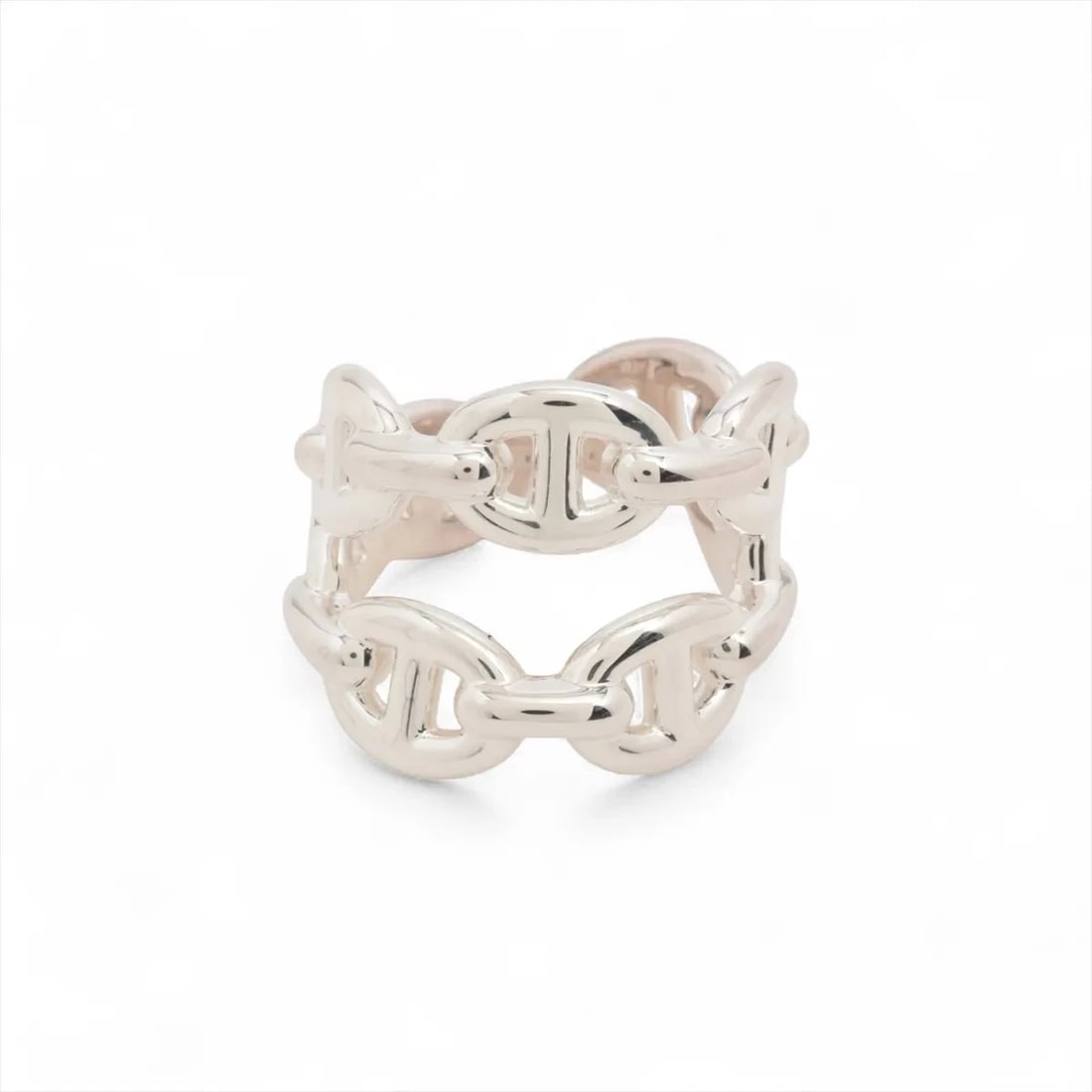 HERMES CHAINE D'ANCRE ENCHAINEE DOUBLE ROW RING 925 SILVER: Hermes Chaine d'Ancre Enchainee double row Ring 925 Silver Brand: Hermes Type/Style: Ring Material: 925 Color: Silver Size: 4.75 - 5 US Accessories: None Accessories Notice: When purchasin