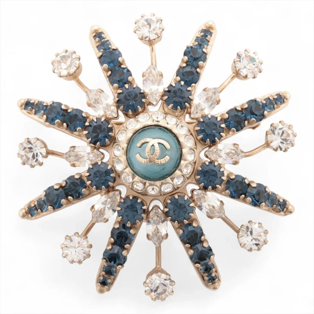 CHANEL COCO MARK BROOCH GP?RHINESTONE GOLD: Chanel Coco Mark Brooch GP?Rhinestone Gold Brand: Chanel Type/Style: Brooch Material: GP?Rhinestone Color: Gold Size: none Accessories: None Accessories Notice: When purchasing pre-owned g