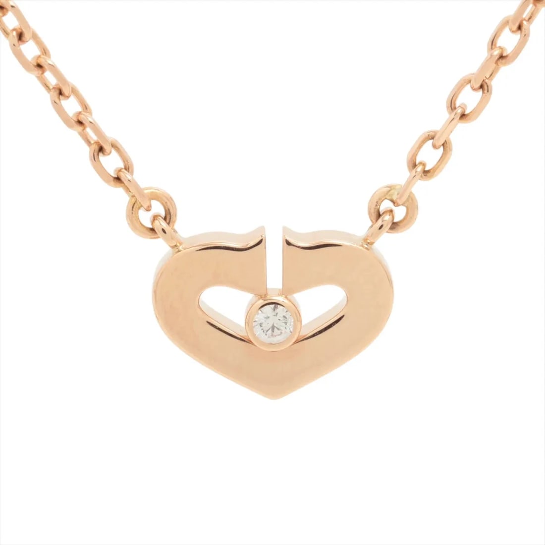 CARTIER C HEART DIAMOND NECKLACE 750(PG): Cartier C Heart diamond Necklace 750(PG) Brand: Cartier Type/Style: Necklace Material: 750(PG) Color: Pink Gold Size: Chain length:39.9cm Accessories: None Accessories Notice: When purchas