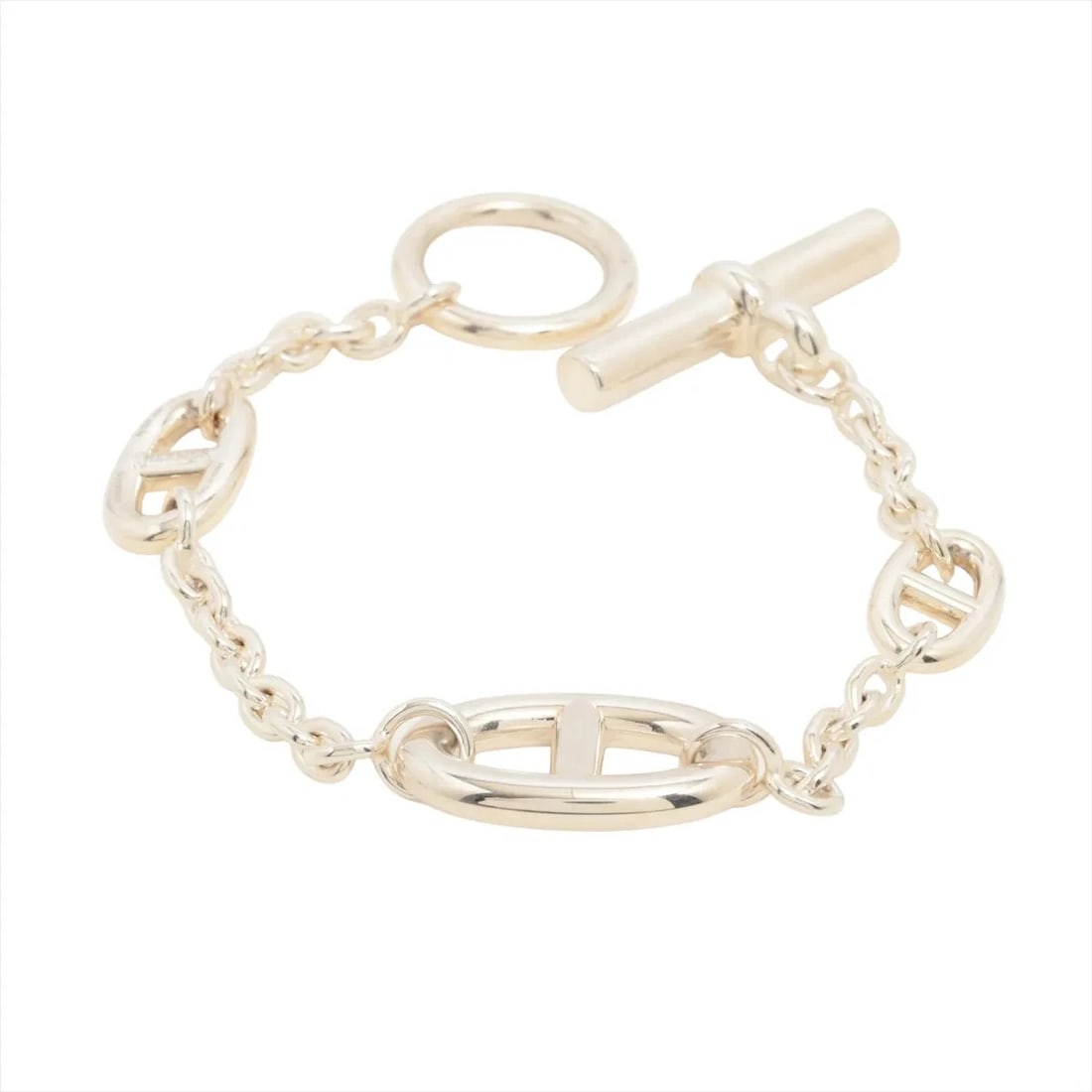 HERMES CHAINE D'ANCRE FARANDOLE BRACELET 925 SILVER: Hermes Chaine d'Ancre Farandole Bracelet 925 Silver Brand: Hermes Type/Style: Bracelet Material: 925 Color: Silver Size: Bracelet length:14cm Accessories: None Accessories Notice: When pur