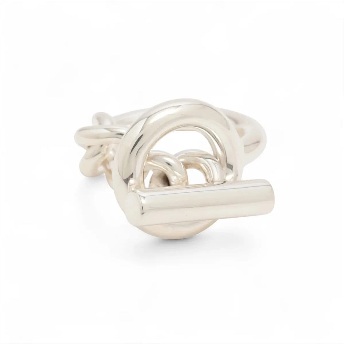 HERMES CROISET RING 925 SILVER: Hermes Croiset Ring 925 Silver Brand: Hermes Type/Style: Ring Material: 925 Color: Silver Size: 4.5 US Accessories: None Accessories Notice: When purchasing pre-owned goods, please refer to the