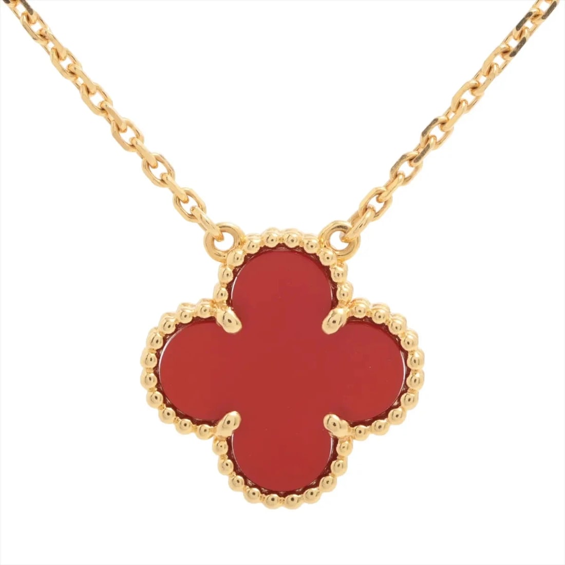 VAN CLEEF & ARPELS CARNELIAN NECKLACE 750(YG): Van Cleef & Arpels Carnelian Necklace 750(YG) Brand: Van Cleef & Arpels Type/Style: Necklace Material: 750(YG) Color: Yellow Gold Size: Chain length:42.2cm Accessories: None Accessories Notice: When