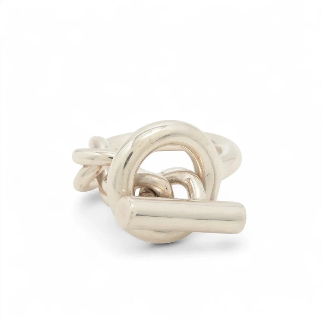 HERMES CROISET RING 925 SILVER: Hermes Croiset Ring 925 Silver Brand: Hermes Type/Style: Ring Material: 925 Color: Silver Size: 4.5 US Accessories: None Accessories Notice: When purchasing pre-owned goods, please refer to the
