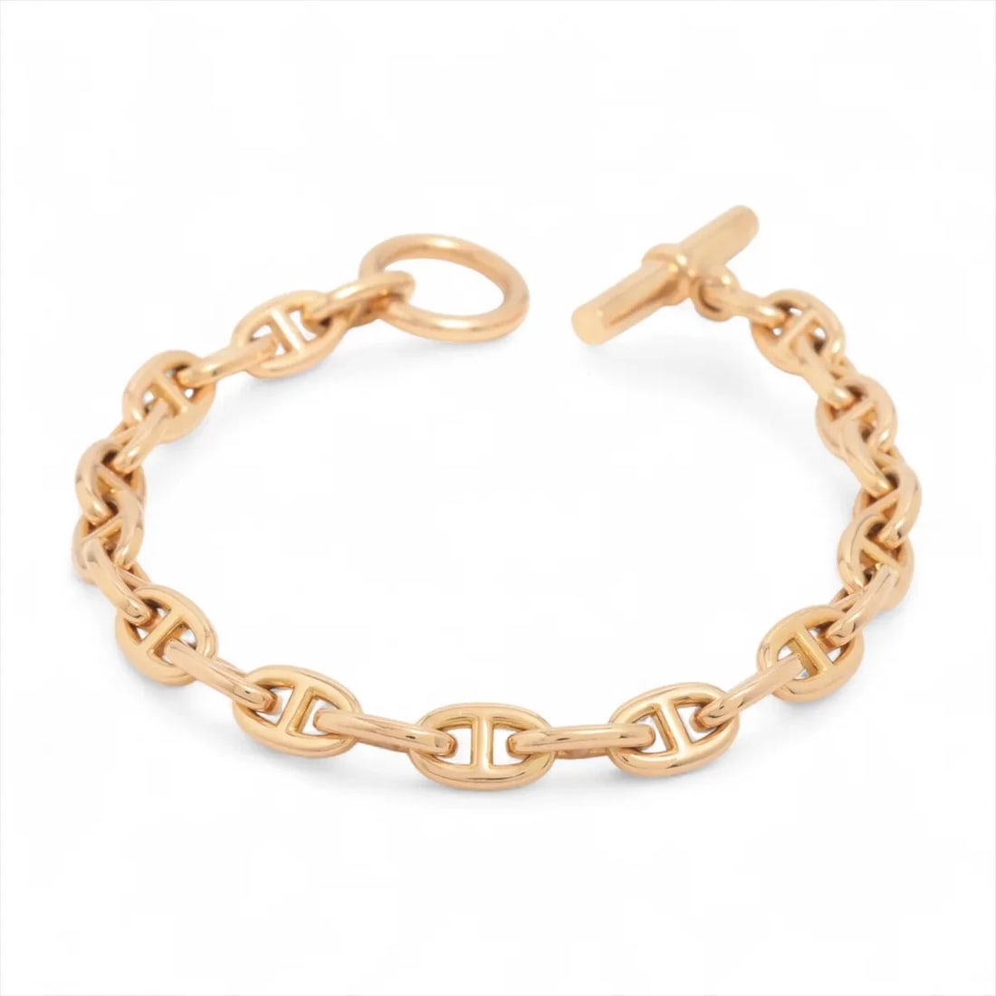 HERMES CHAINE D'ANCRE TPM BRACELET 750(PG): Hermes Chaine d'Ancre TPM Bracelet 750(PG) Brand: Hermes Type/Style: Bracelet Material: 750(PG) Color: Pink Gold Size: Bracelet length:17.3cm Accessories: None Accessories Notice: When purchasing