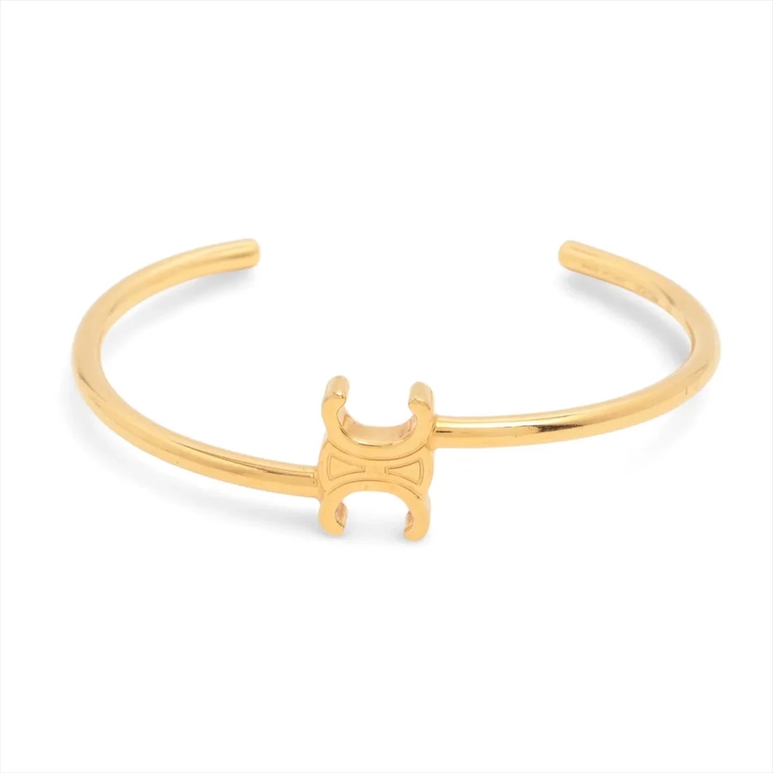 CELINE TRIOMPHE BANGLE C2 GP GOLD: Celine Triomphe Bangle C2 GP Gold Brand: Celine Type/Style: Bracelet Material: GP Color: Gold Size: Bracelet length:15.5cm Accessories: None Accessories Notice: When purchasing pre-owned goods,